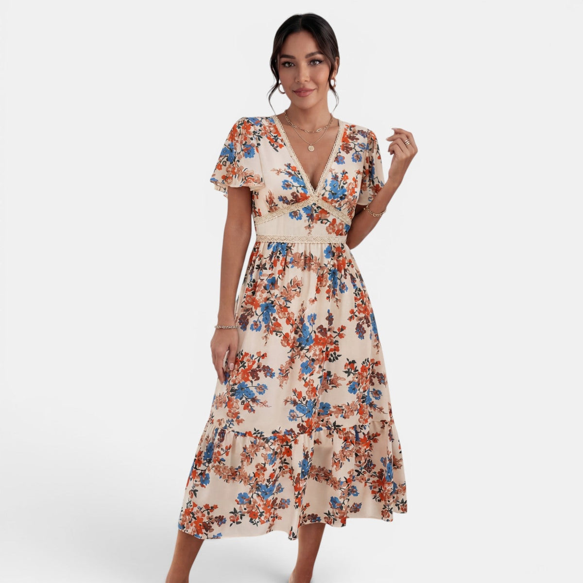 Vestido Midi Floral Mujer Verano