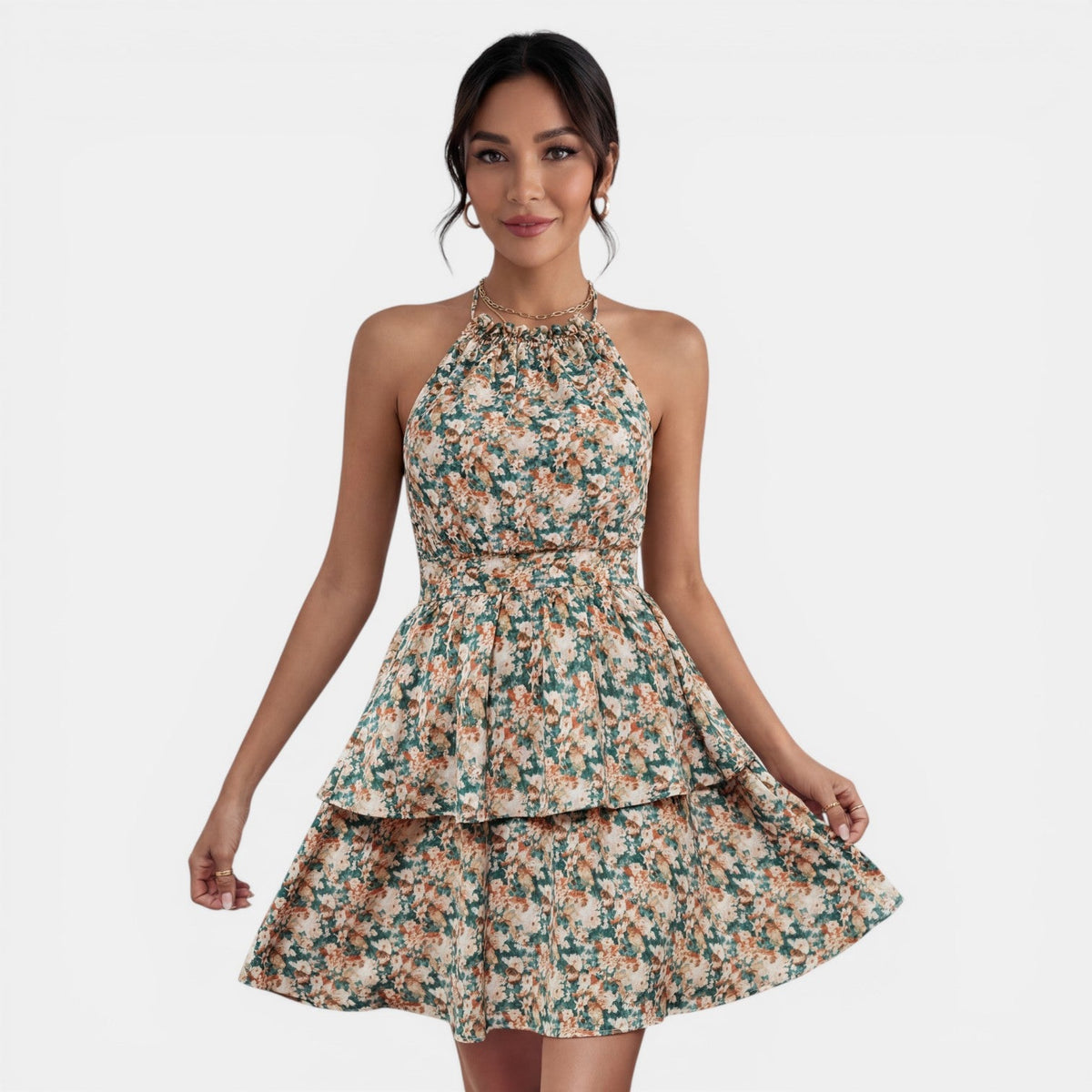 Vestido Corto Boho Floral Halter