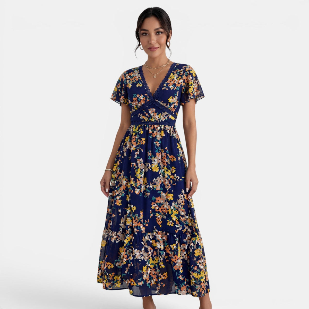 Vestido Midi Floral Mujer Verano