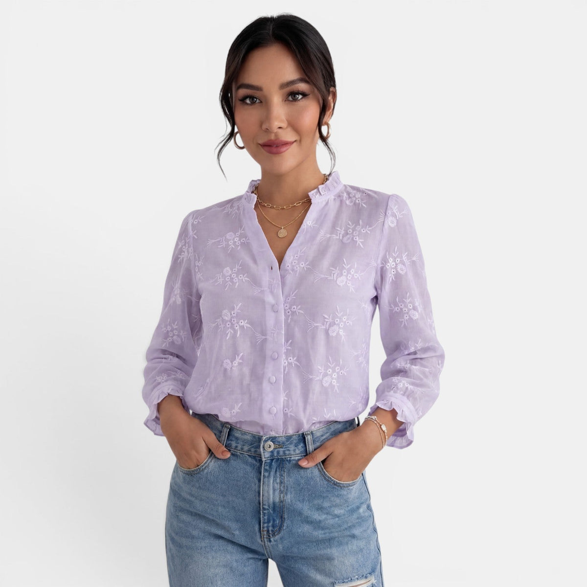 Blusa Mujer Color Sólido Elegante