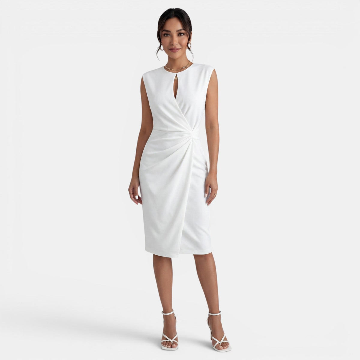 Vestido Midi Mujer Elegante Drapeado