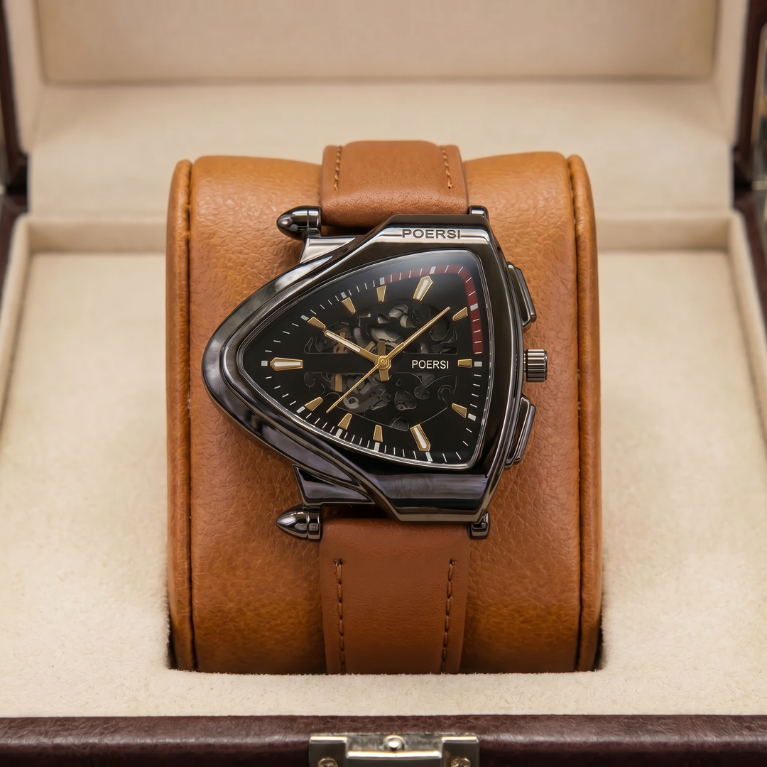 Alcázar | Reloj Triangular de Piel con Esfera Esqueleto