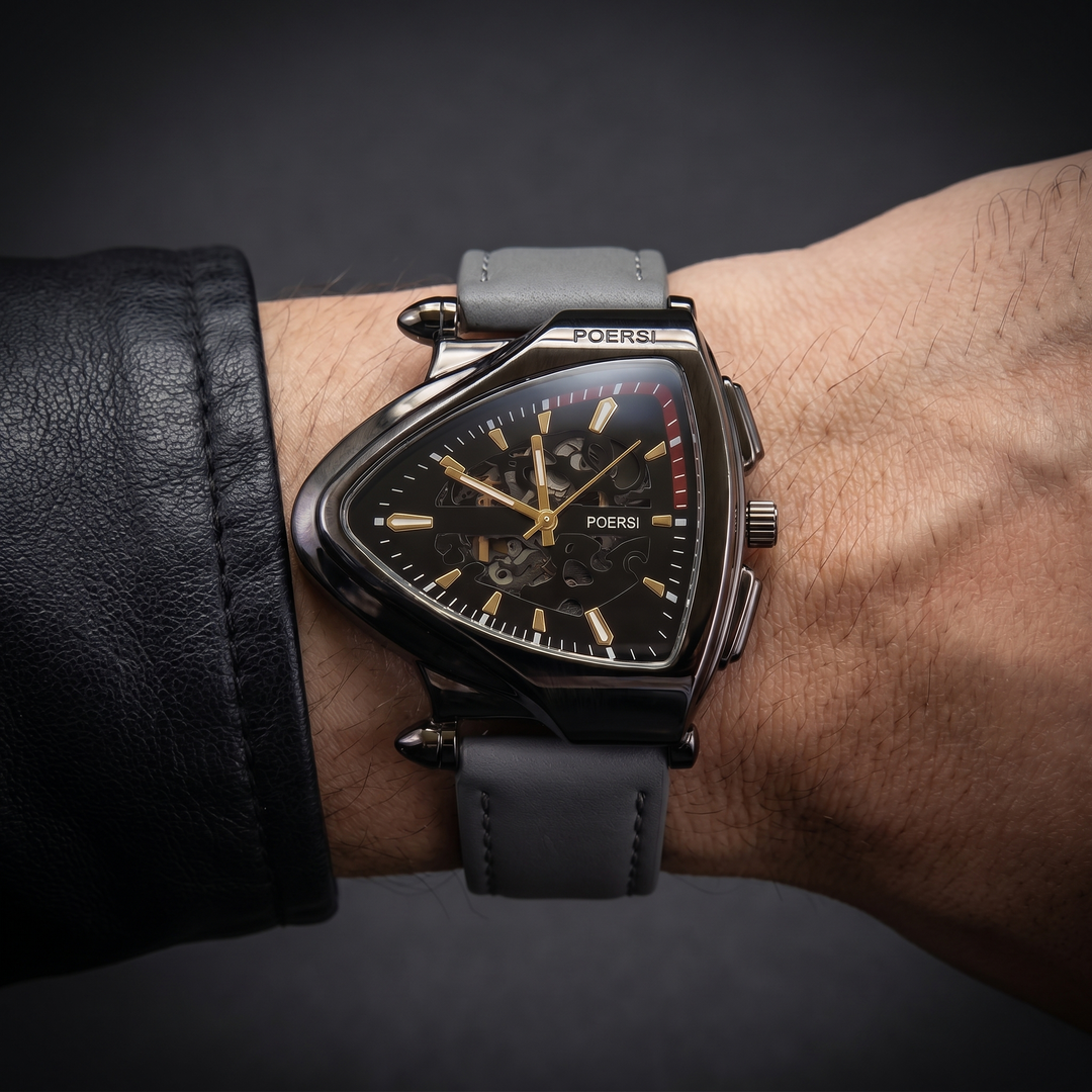 Alcázar | Reloj Triangular de Piel con Esfera Esqueleto