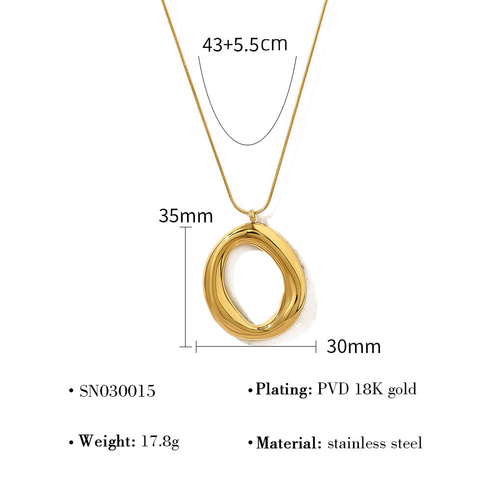 Collar Oval Dorado Chapado en Oro
