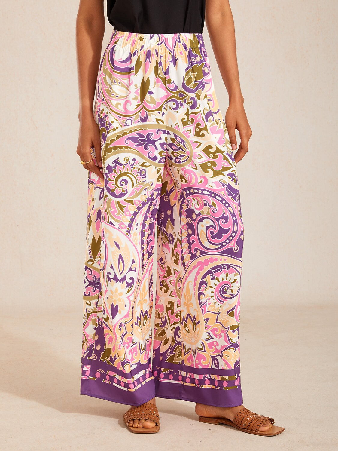 Malva | Pantalón Palazzo de Satén