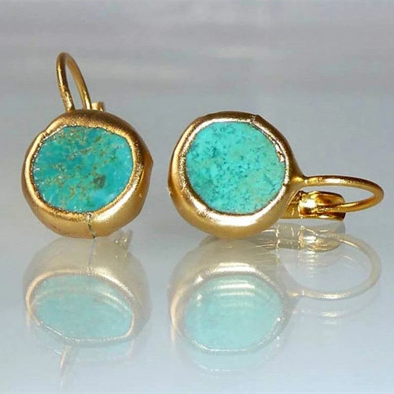 Pendientes Oro con Piedra Turquesa