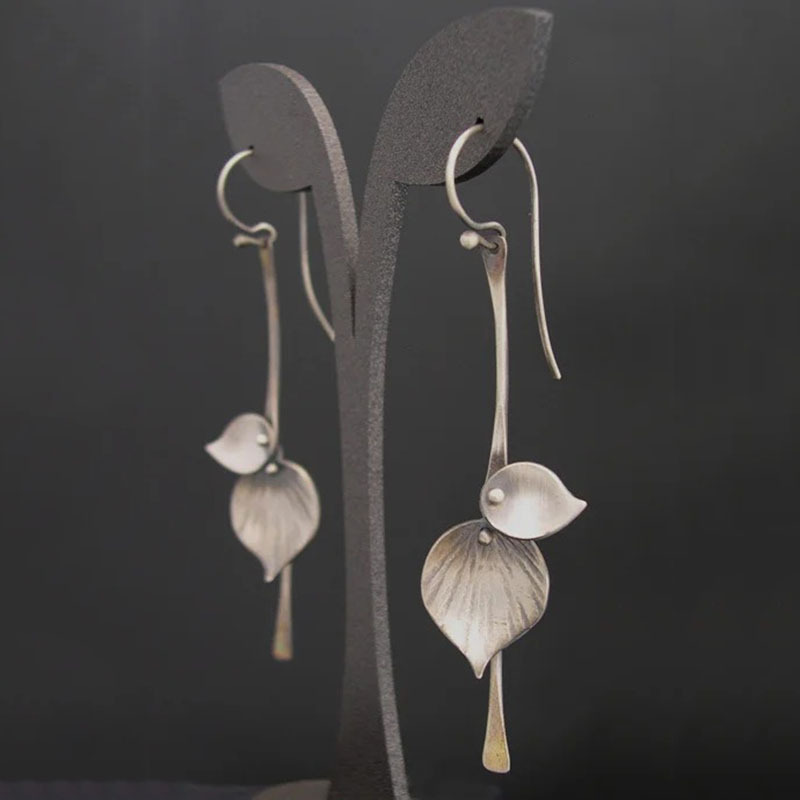 Pendientes Vintage Plata en Forma de Hoja