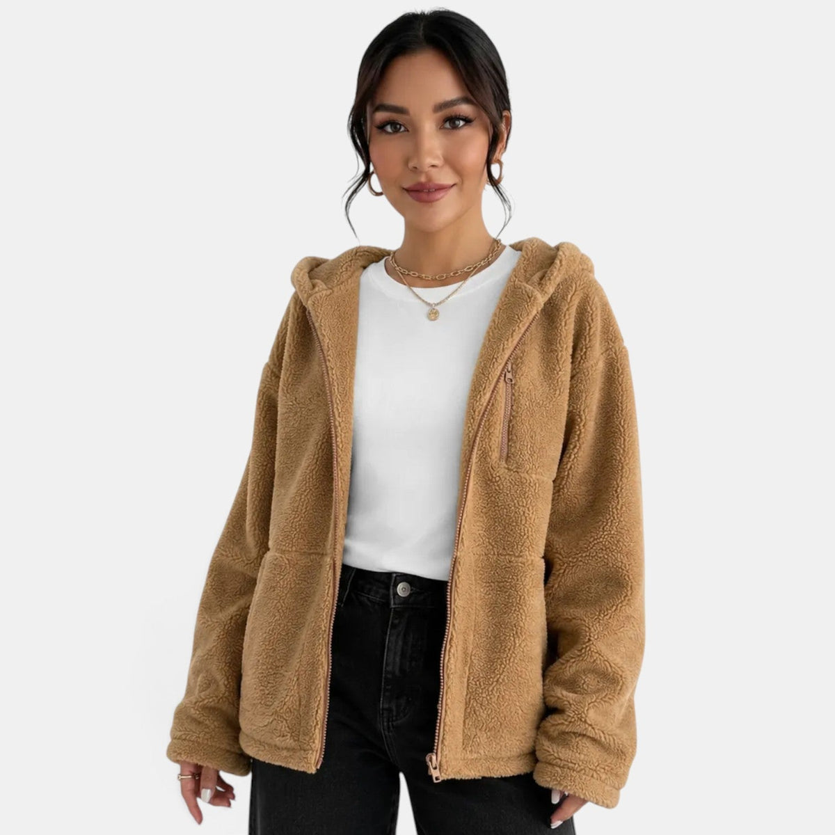 Chaqueta Acolchada Marrón Mujer Polar