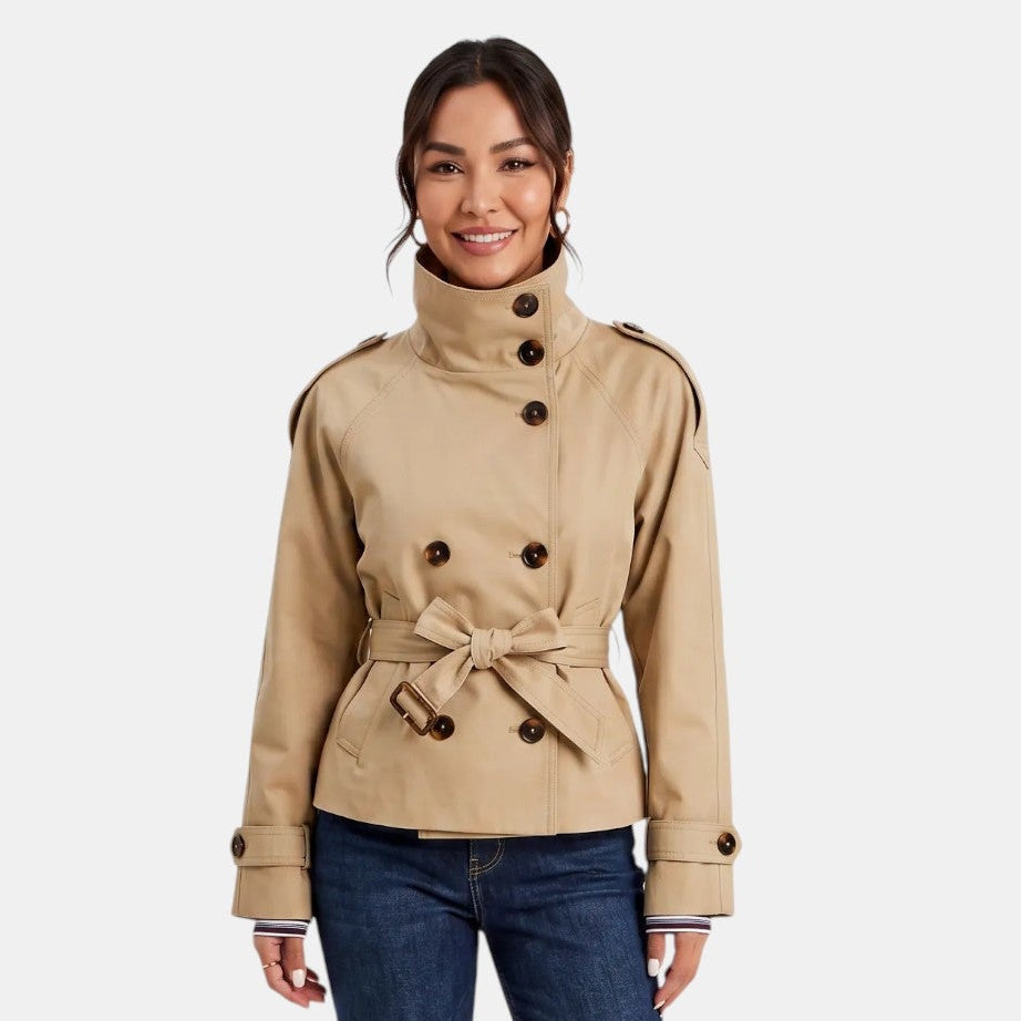 Gabardina Corta Mujer Premium – Trench Elegante con Cinturón Ajustable