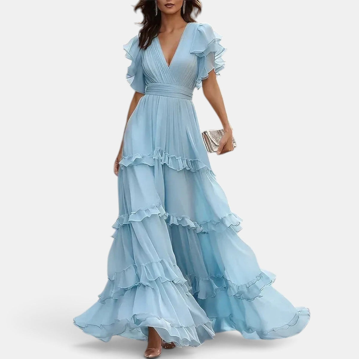 Vestido Invitada de Boda Largo Verano con Volantes