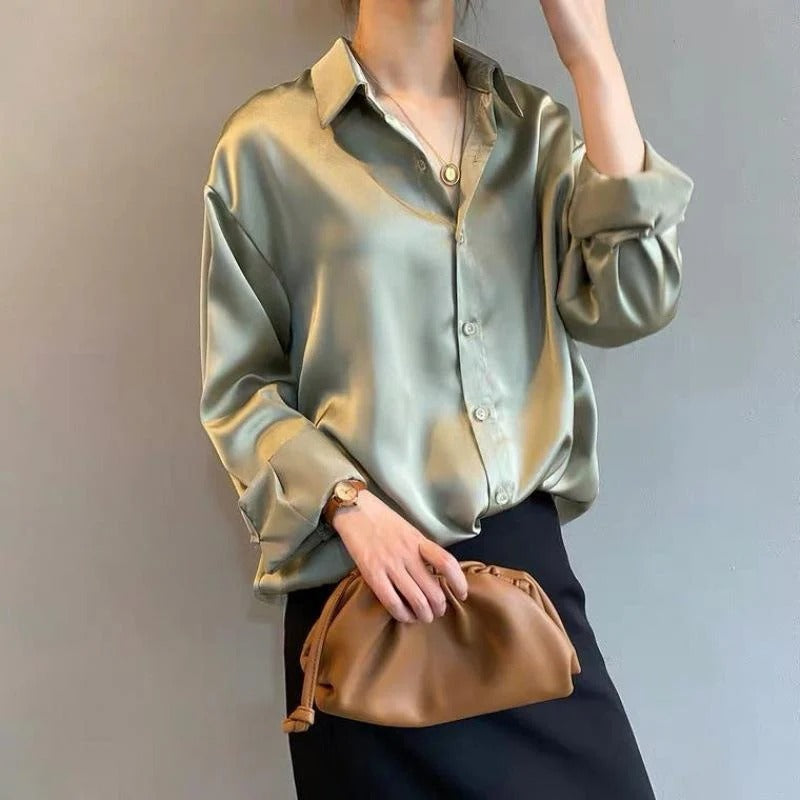 Camisa Mujer Seda Elegante Clásica