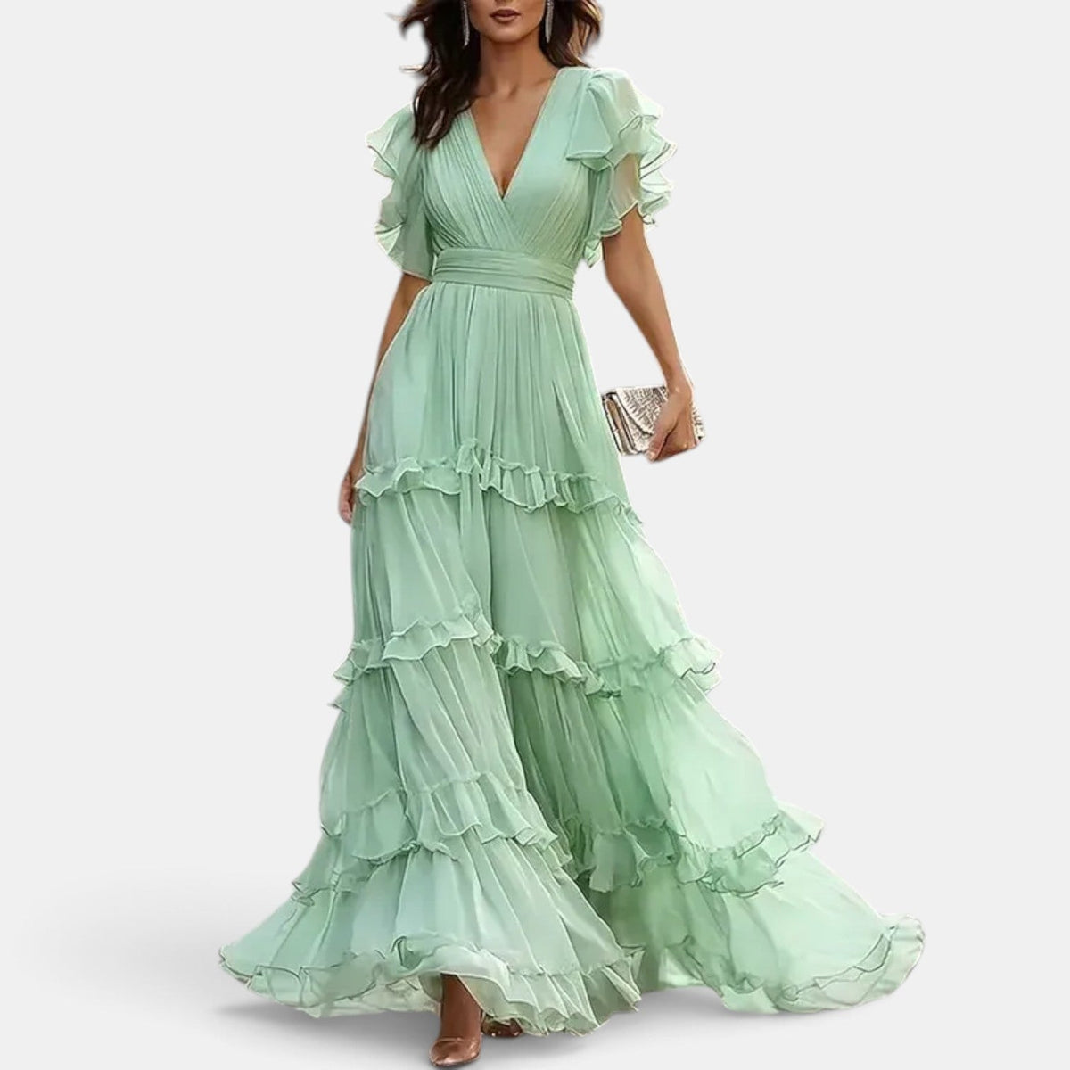 Vestido Invitada de Boda Largo Verano con Volantes