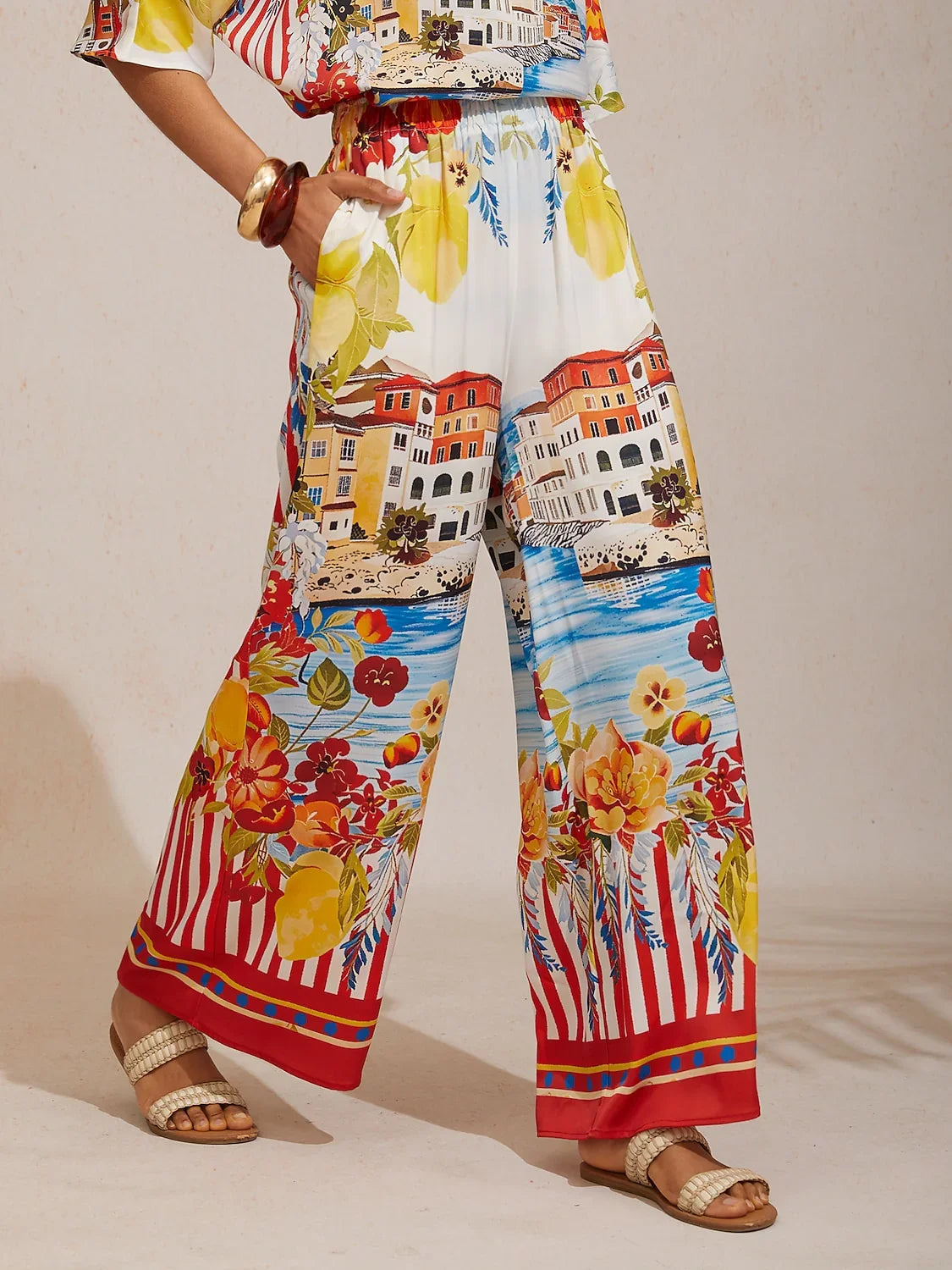 Malva | Pantalón Palazzo de Satén