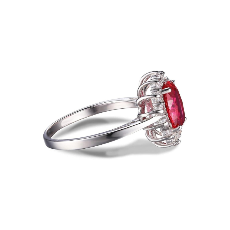 Anillo Clásico Rubí Halo