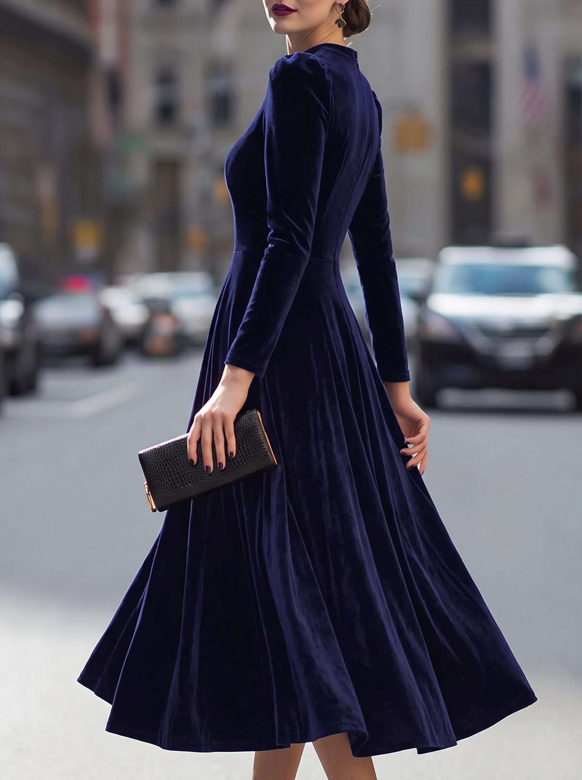 Vestido Invitada de Boda Midi Manga Larga