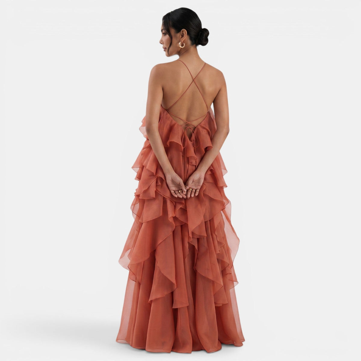 Vestido Largo Halter Mujer con Flor