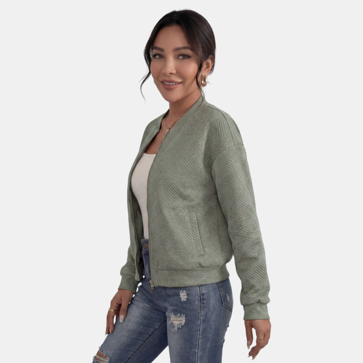 Chaqueta Mujer Entretiempo con Cremallera y Bolsillos