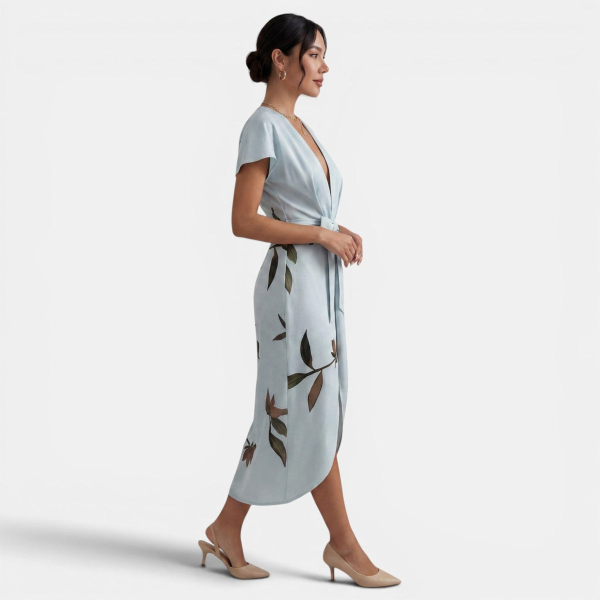 Vestido Midi Cruzado Floral Mujer