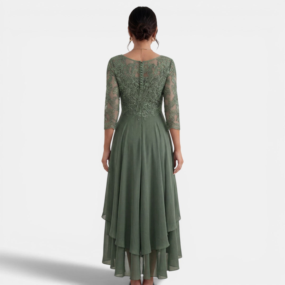 Vestido Fiesta Mujer Chiffon y Encaje