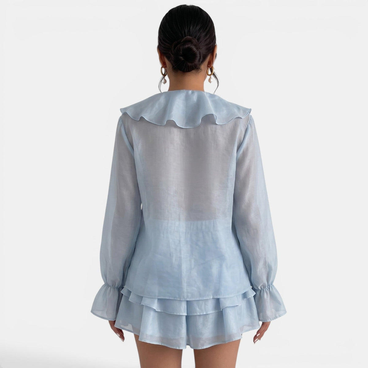 Conjunto Azul Mujer Volantes Verano