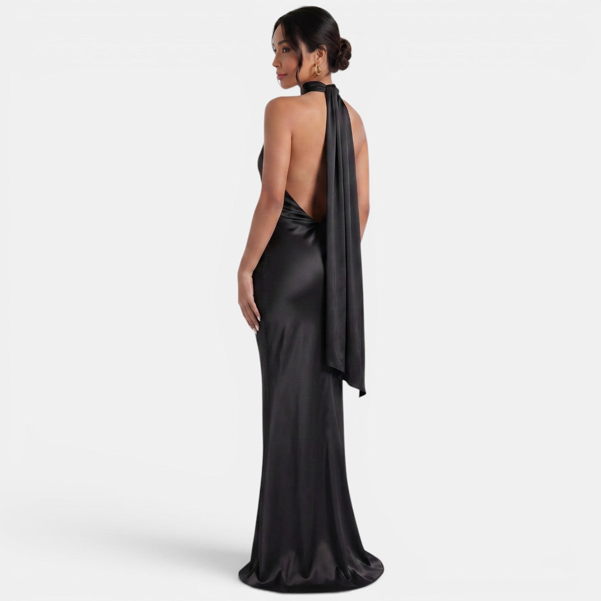 Vestido Largo Satinado Halter Mujer