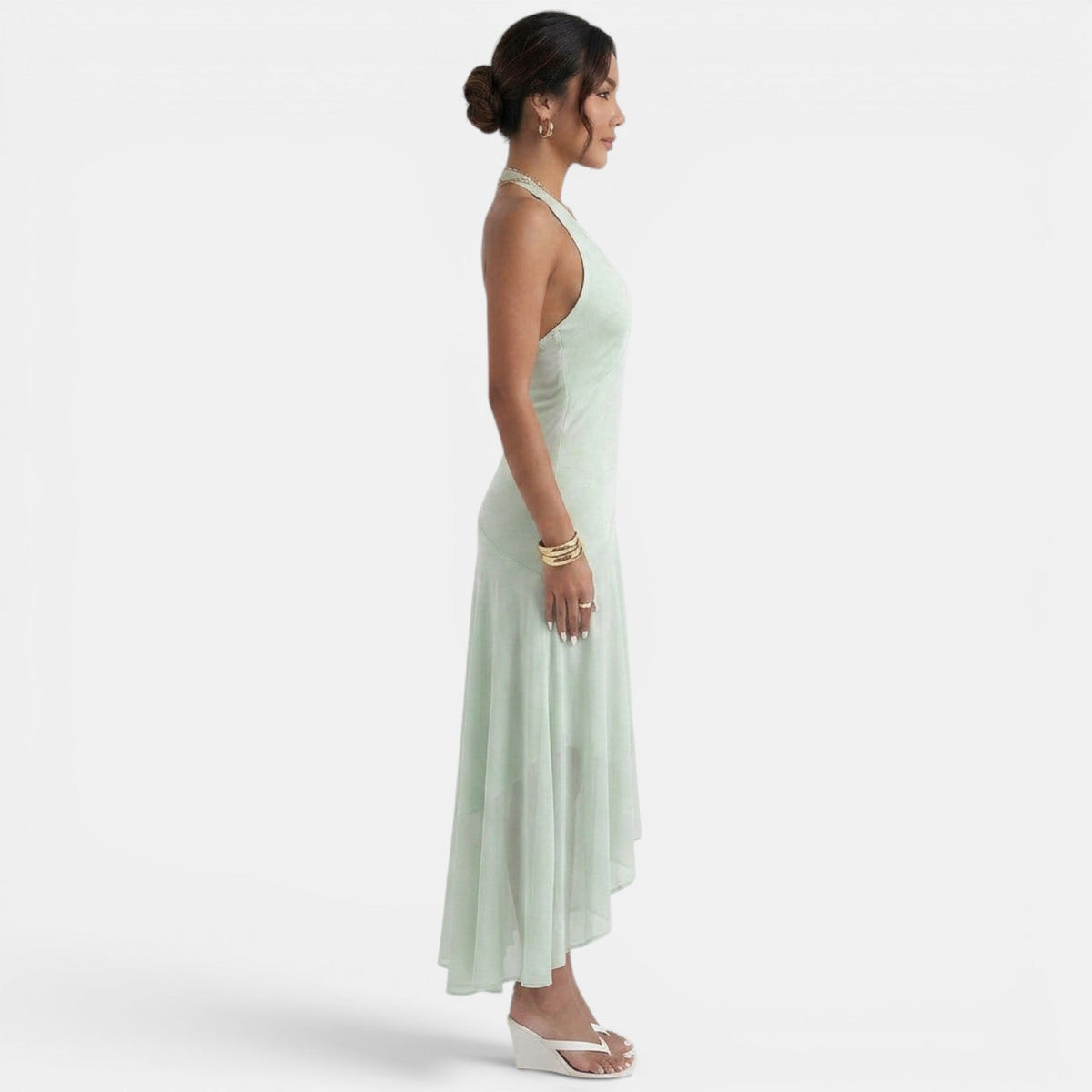 Vestido Midi Verde Fiesta Elegante