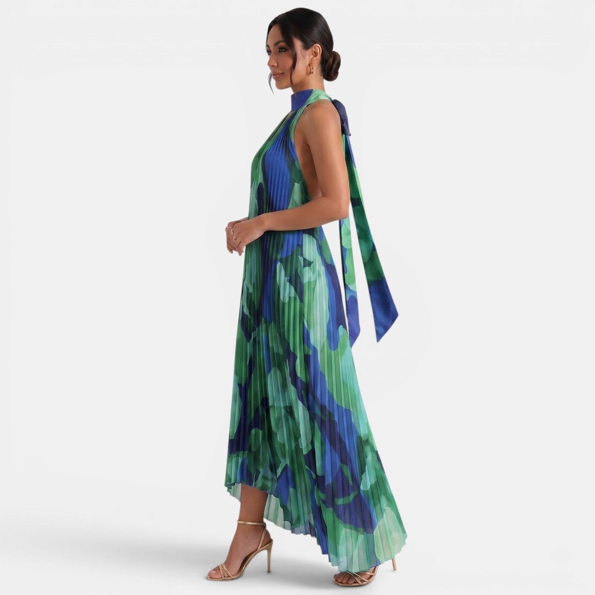 Vestido Largo Floral Halter Verano