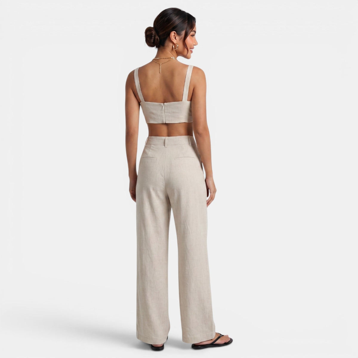 Conjunto Mujer Caqui Lino