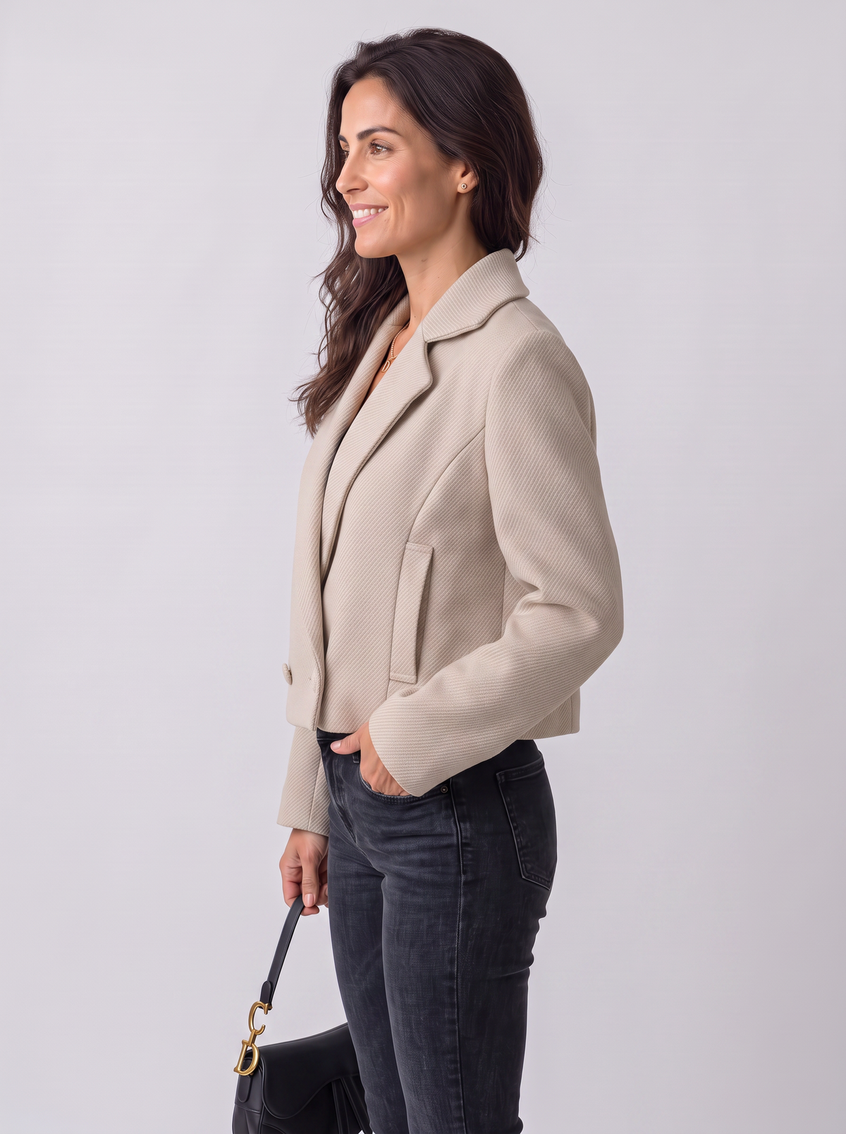 Chaqueta Mujer de Lana con Cuello Sastre y Estilo Elegante