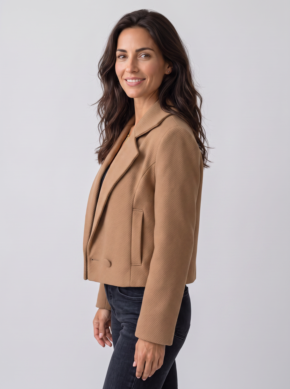 Chaqueta Mujer de Lana con Cuello Sastre y Estilo Elegante