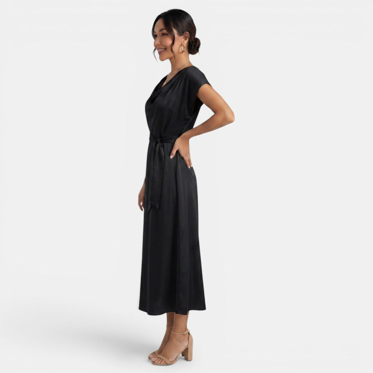 Vestido Midi Elegante de Seda para Mujer