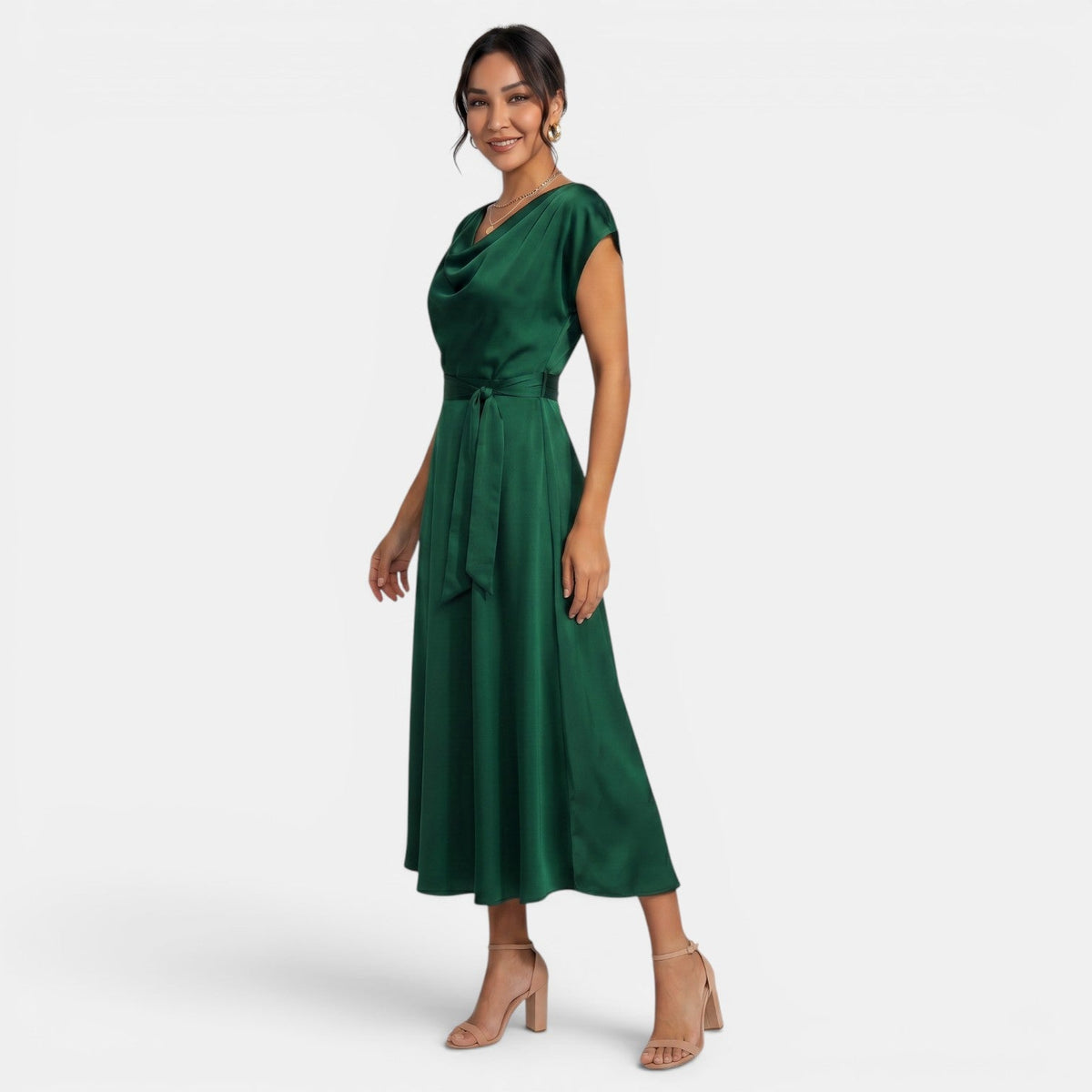 Vestido Midi Elegante de Seda para Mujer