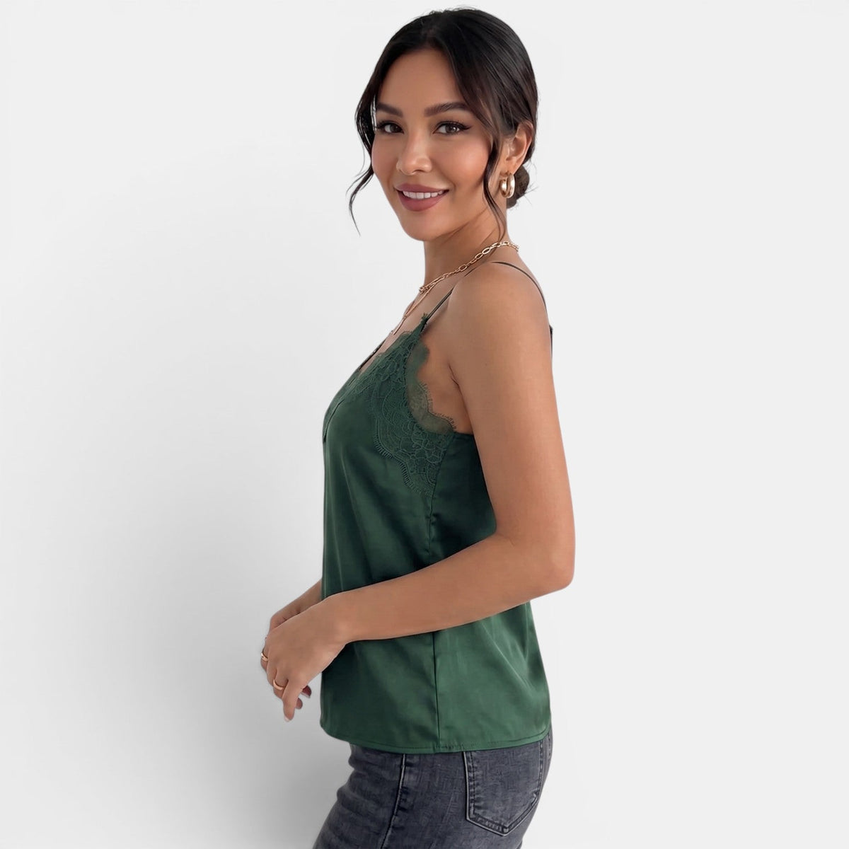 Camiseta Tirantes Mujer Encaje Cuello V