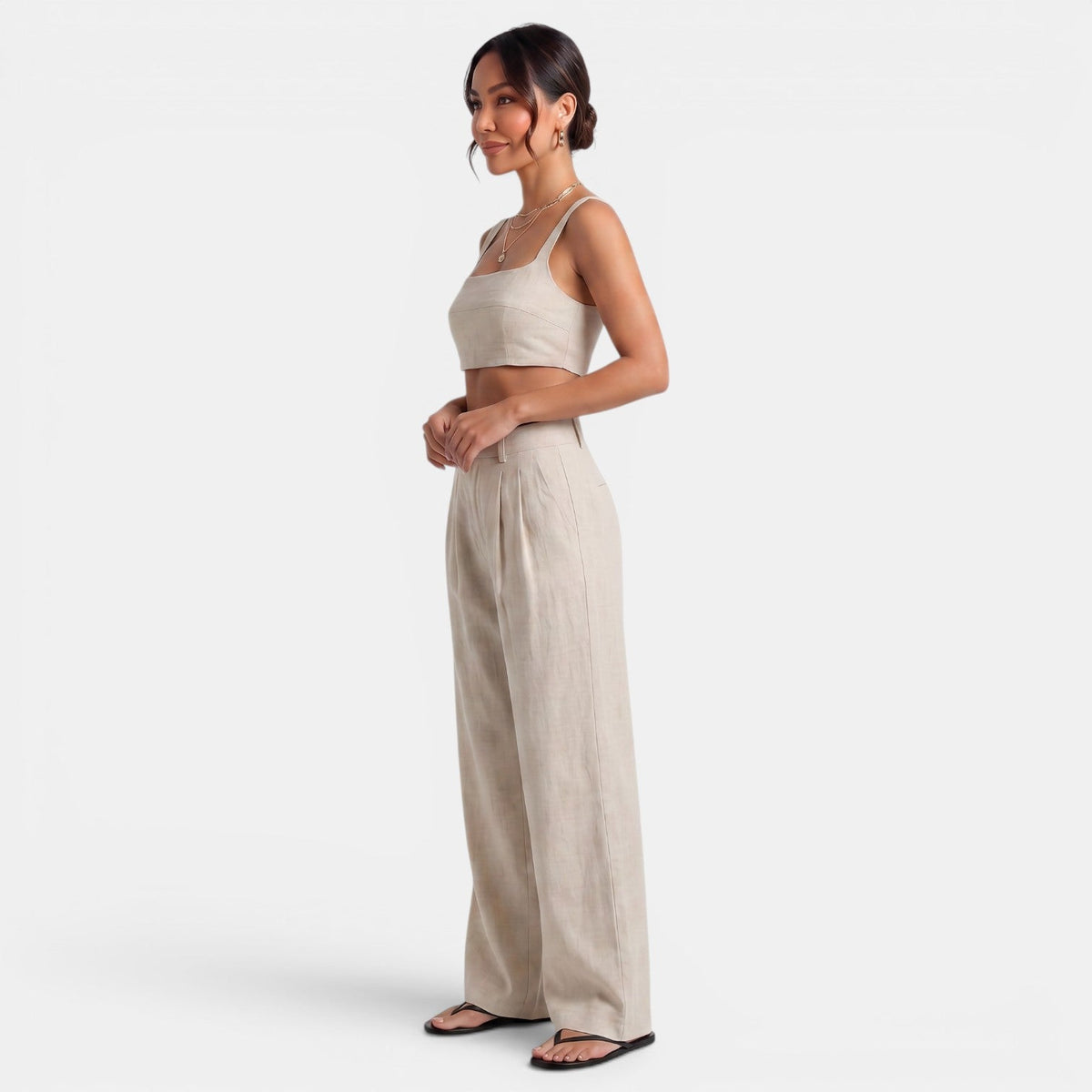 Conjunto Mujer Caqui Lino