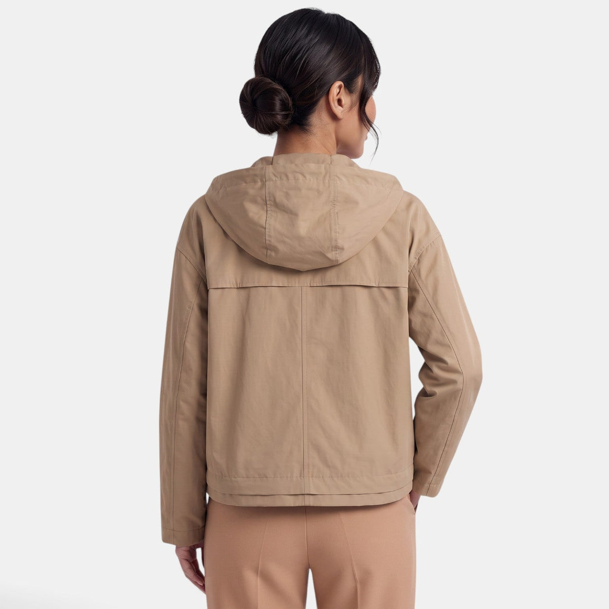 Gabardina Corta Mujer con Capucha Chaqueta Entretiempo