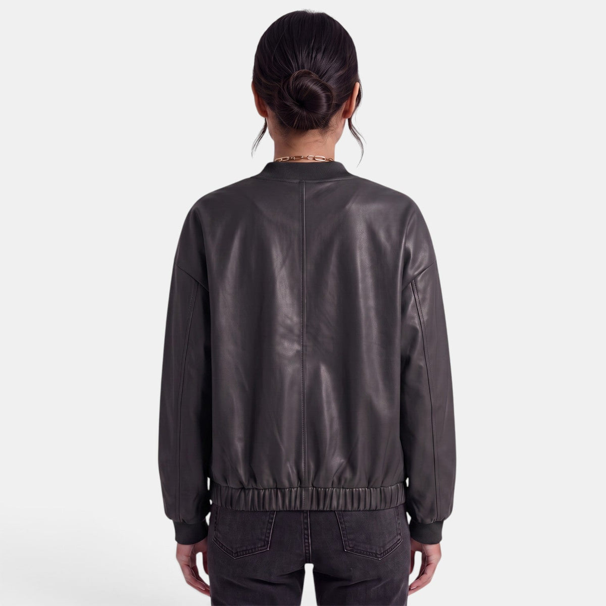 Chaqueta Motera Mujer Efecto Piel