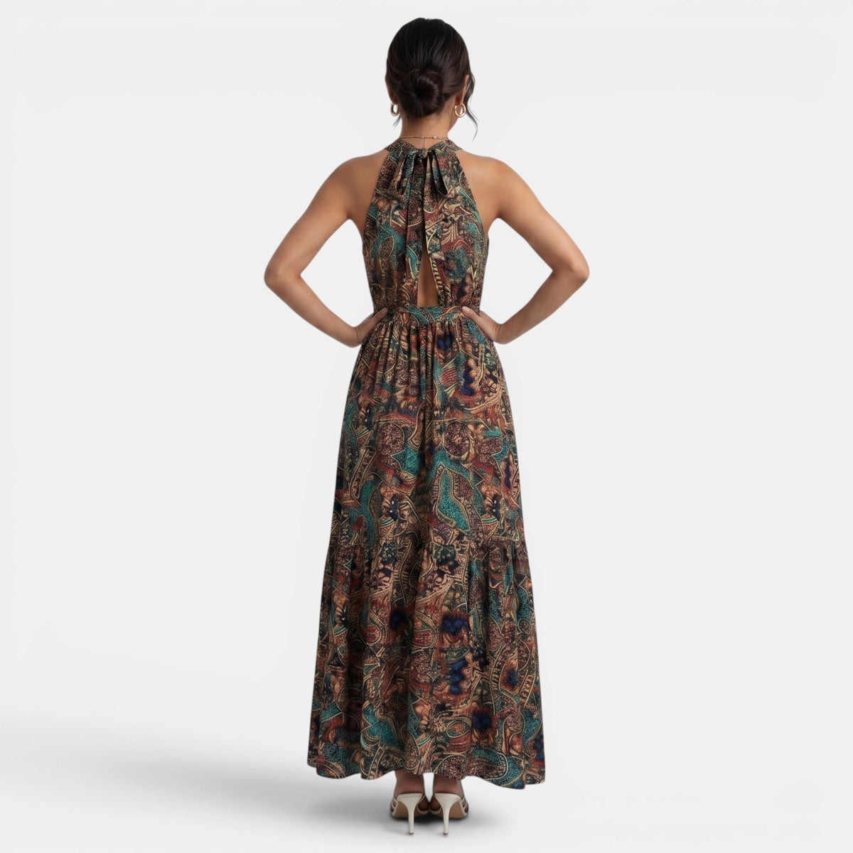 Vestido Boho Largo de Cintura Alta