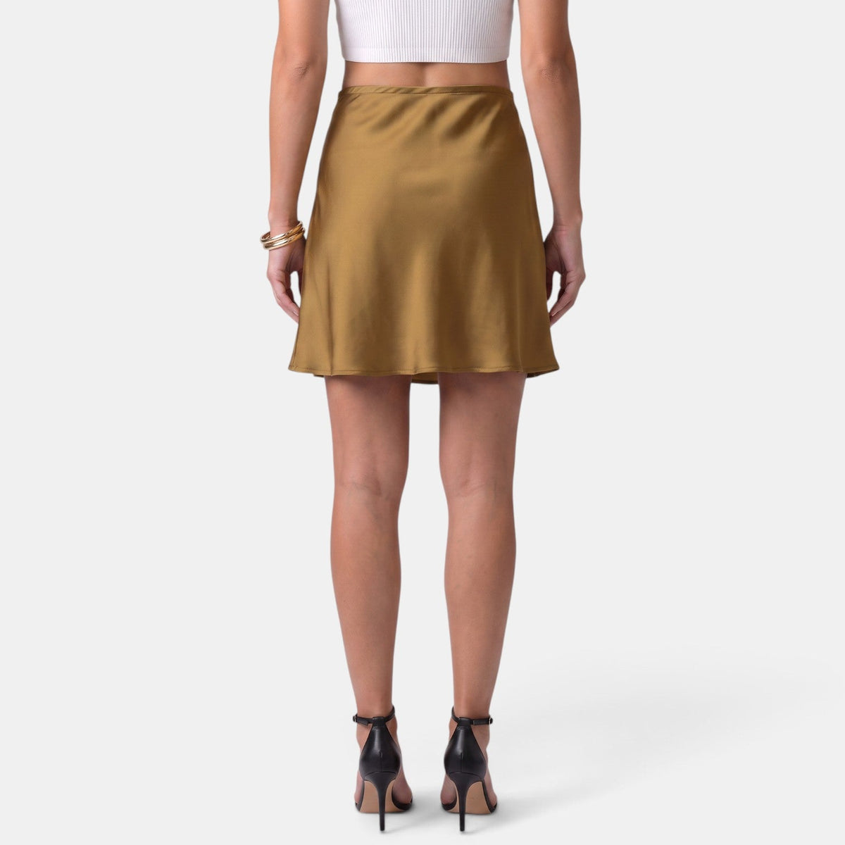 Falda Mini Satinada Mujer con Cordón