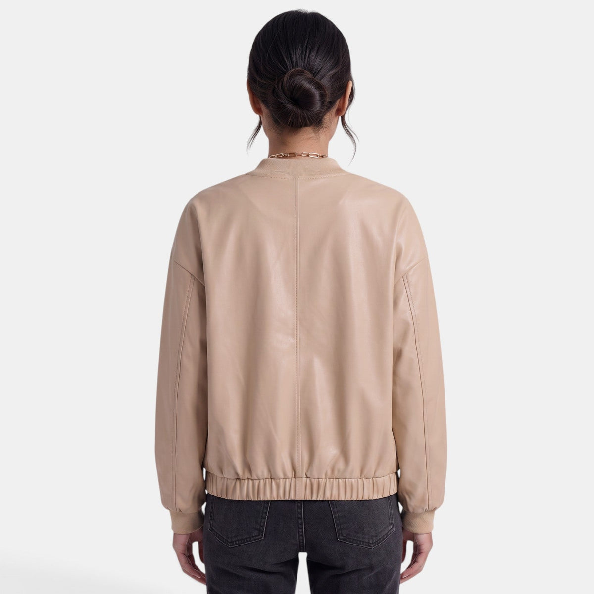 Chaqueta Motera Mujer Efecto Piel