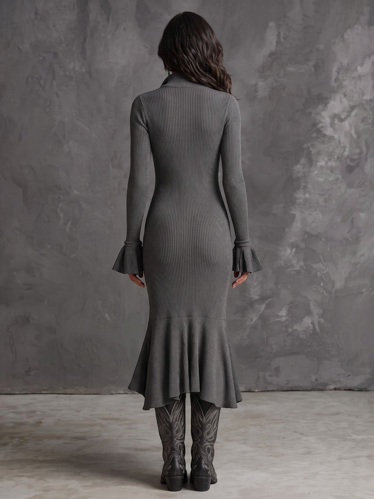 Vestido Midi Mujer Punto Canalé