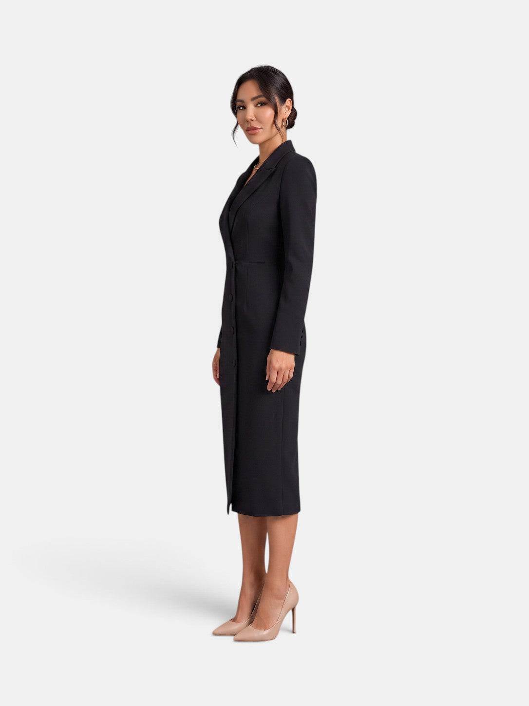 Vestido Blazer Midi Blanco Mujer Premium