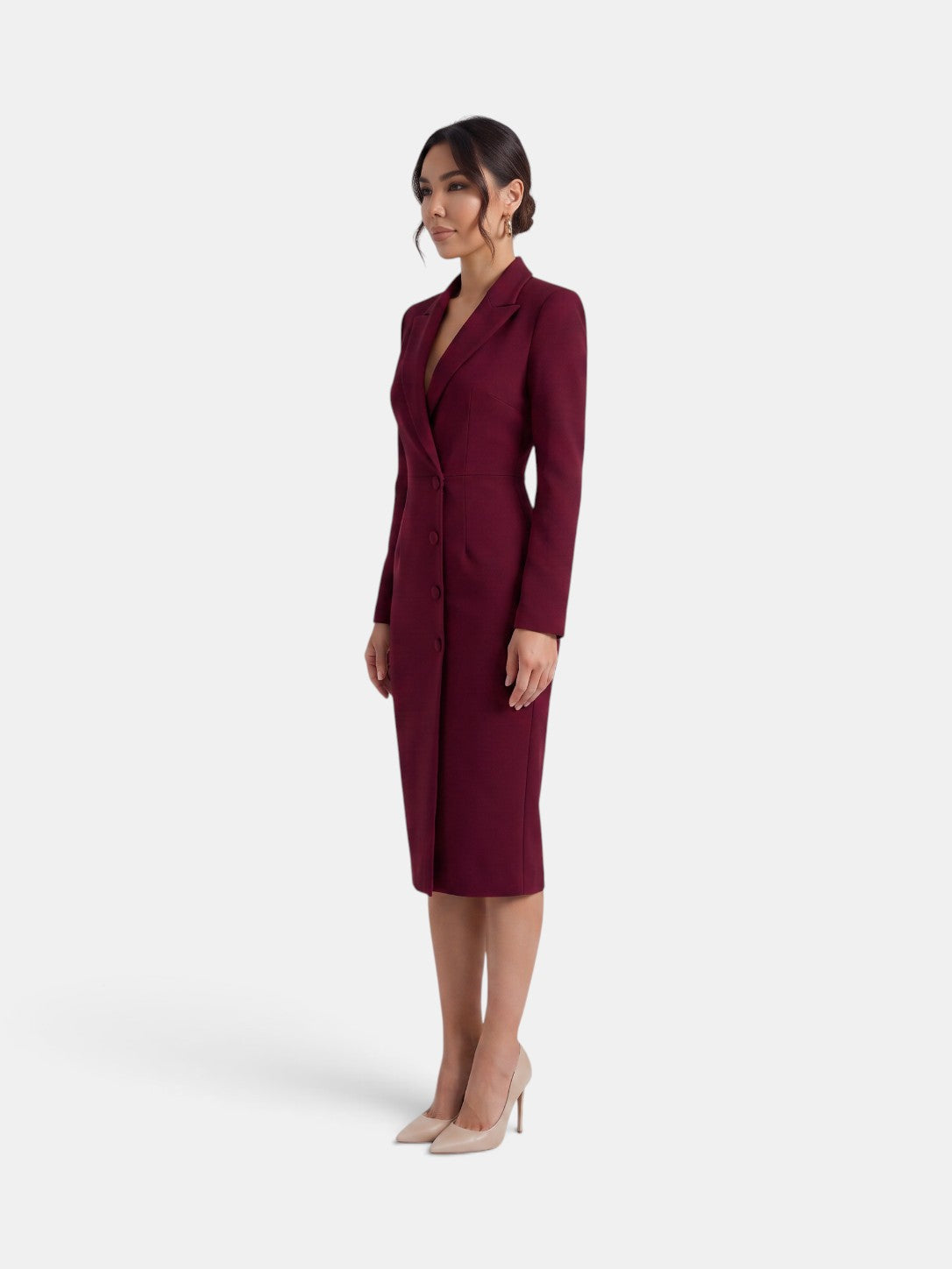 Vestido Blazer Midi Blanco Mujer Premium