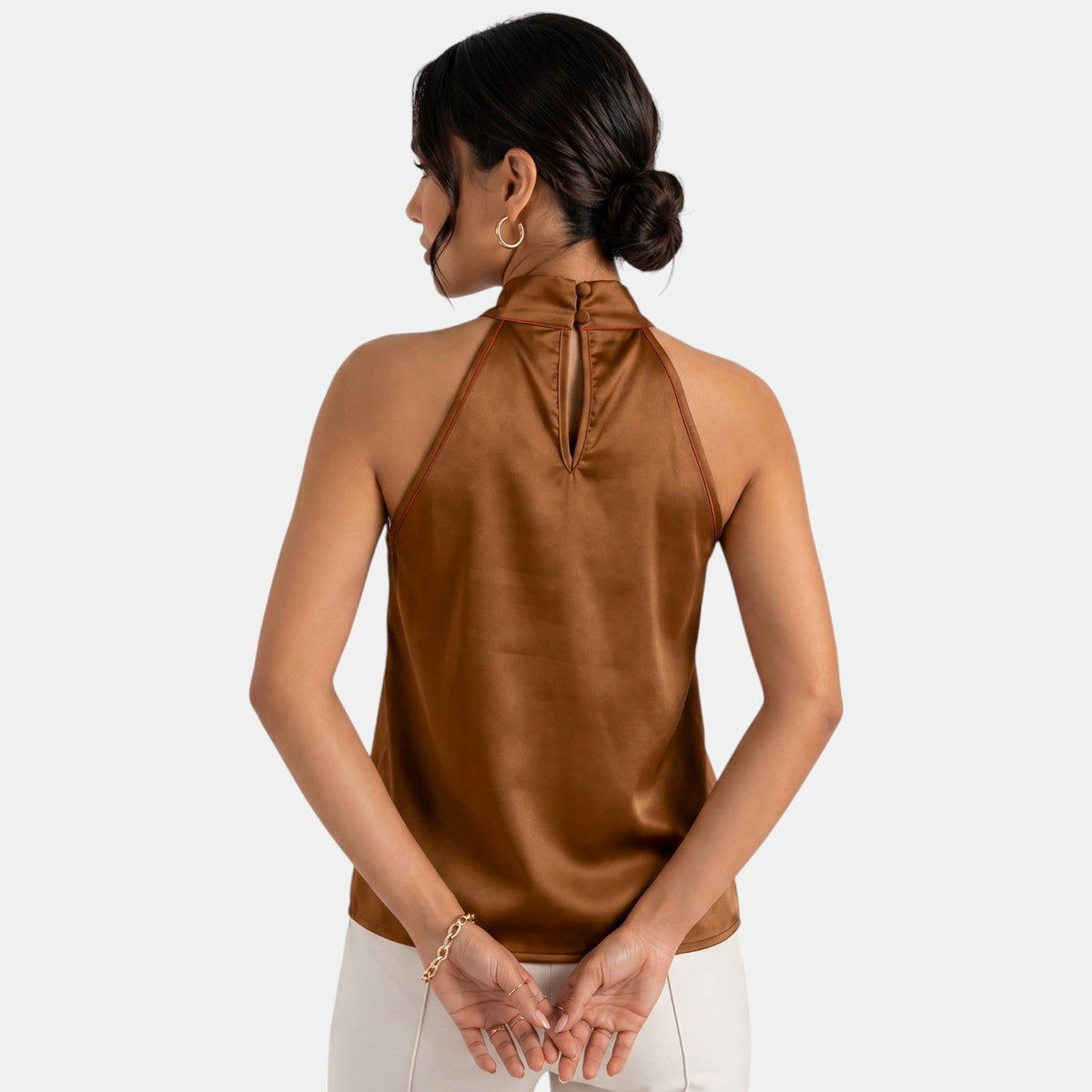 Top Satén Mujer Halter