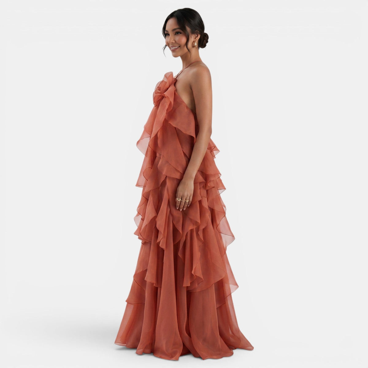 Vestido Largo Halter Mujer con Flor