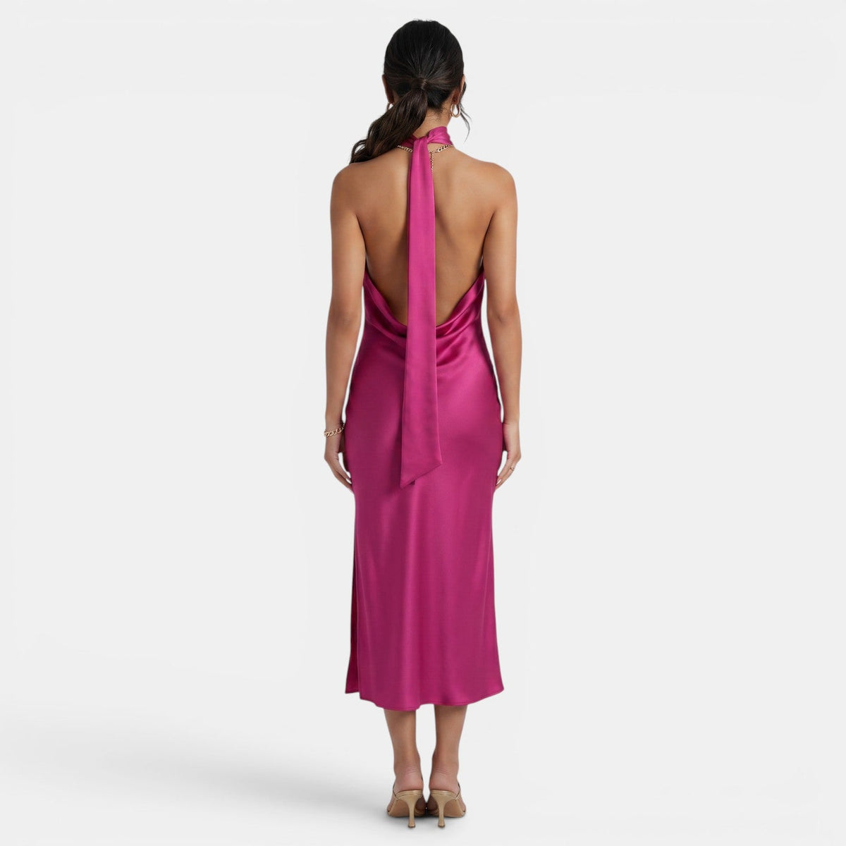 Vestido Satén Elegante Mujer