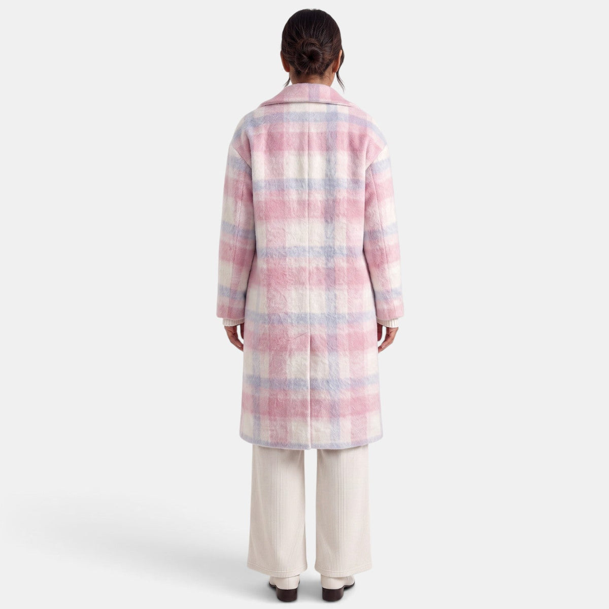 Abrigo Mujer Lana Rosa Largo