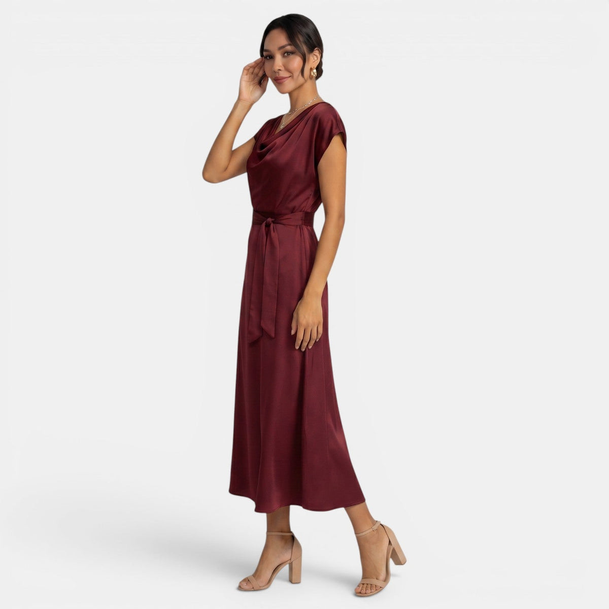 Vestido Midi Elegante de Seda para Mujer
