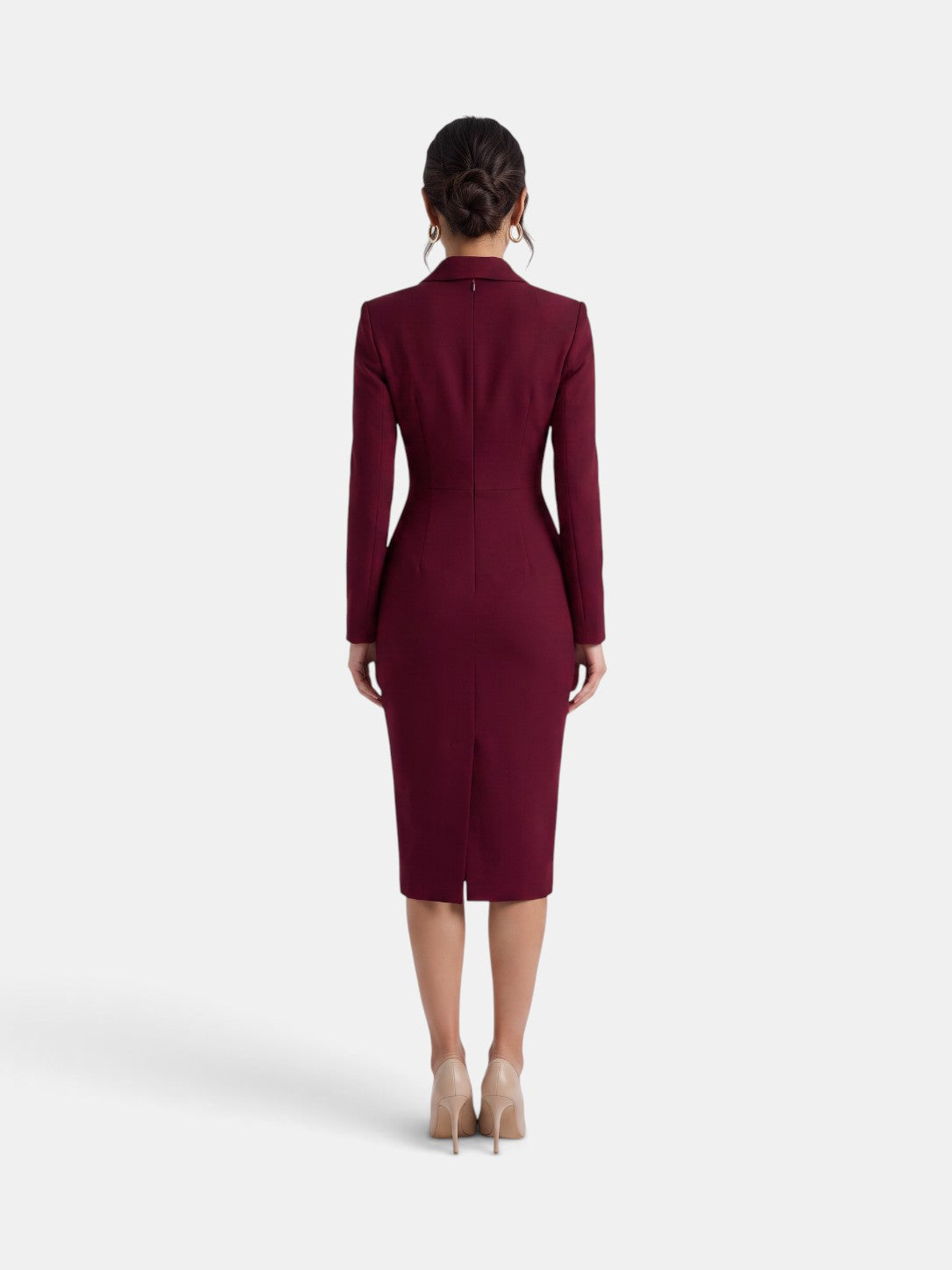 Vestido Blazer Midi Blanco Mujer Premium