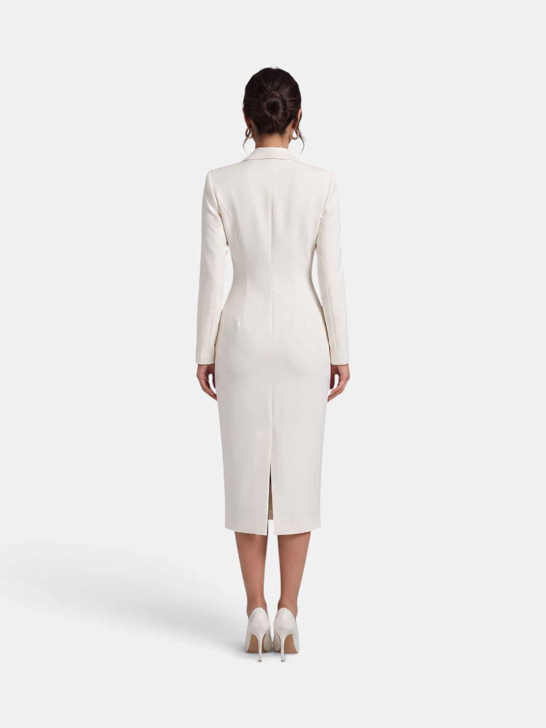 Vestido Blazer Midi Blanco Mujer Premium