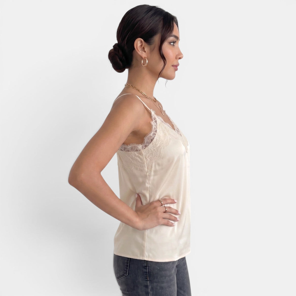 Camiseta Tirantes Mujer Encaje Cuello V